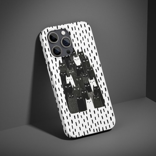 面白い黒猫のデザイン 不審な猫のパターン Case-Mate iPhoneケース