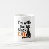 面白い黒猫のビンテージ風の彫刻のハロウィンデザイン コーヒーマグカップ (中央)