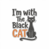 面白い黒猫のビンテージ風の彫刻のハロウィンデザイン シール (正面)