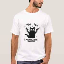 面白い黒猫のペペデザイン Tシャツ