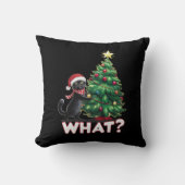 面白い黒猫の何クリスマスクリスマスツリー クッション (正面)