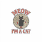 面白い黒猫の月ビンテージハロウィンデザイン_1 シール (正面)