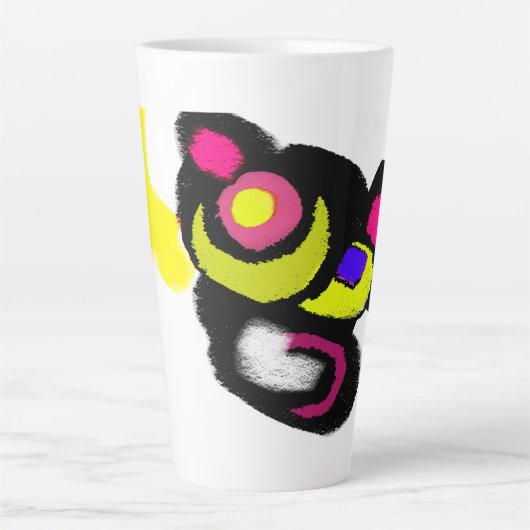 面白い黒猫の芸術 カフェラテマグ (正面)