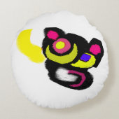 面白い黒猫の芸術 ラウンドクッション (裏面)