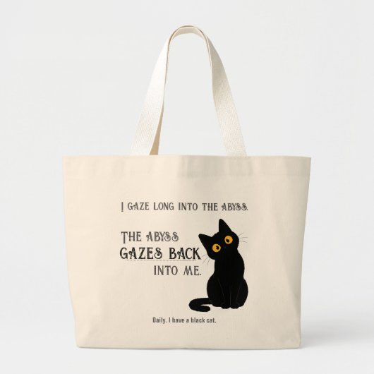 面白い黒猫の親ニーチェ引用トートバッグ ラージトートバッグ (正面)