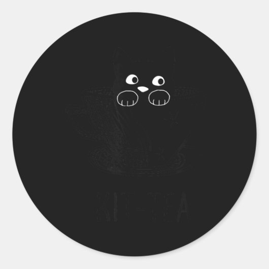 面白い黒猫キッティー茶グラフィック ラウンドシール (正面)