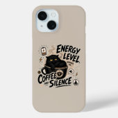 面白い黒猫コーヒーiPhone 15ケース Case-Mate iPhoneケース (裏面)
