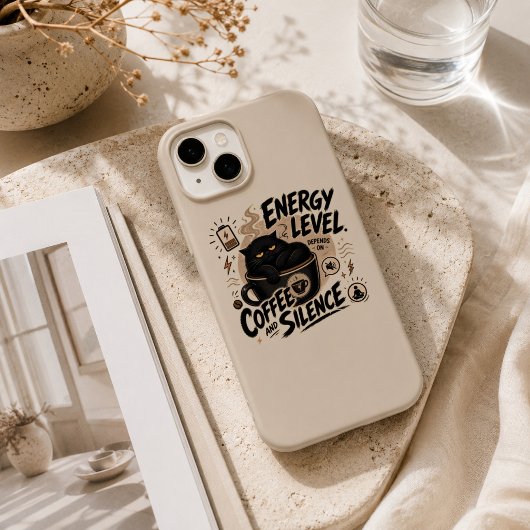 面白い黒猫コーヒーiPhone 15ケース Case-Mate iPhoneケース