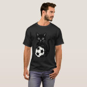 面白い黒猫サッカー Tシャツ (正面フル)