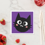 面白い黒猫パープル スタンダードカクテルナプキン (インサイチュ)