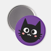 面白い黒猫パープル マグネット (正面/裏面)