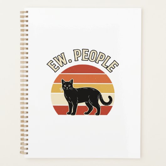 面白い黒猫、うざい人々、ヴィンテージ レトロ デザイン_1 プランナー手帳 (正面)
