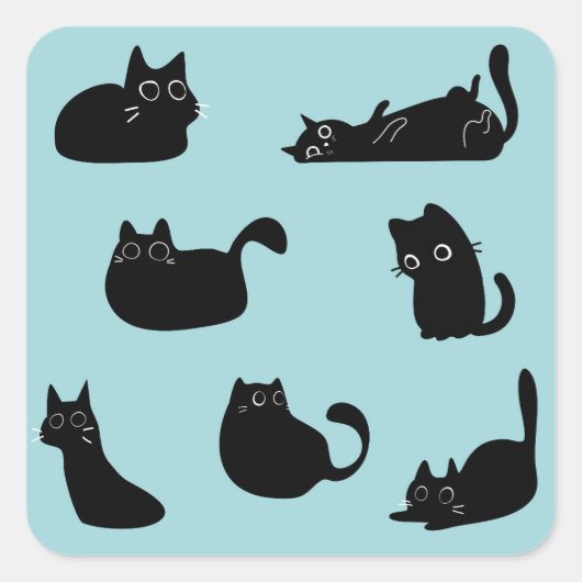 面白い黒猫 スクエアシール (正面)
