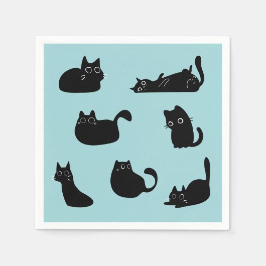 面白い黒猫 スタンダードカクテルナプキン (正面)