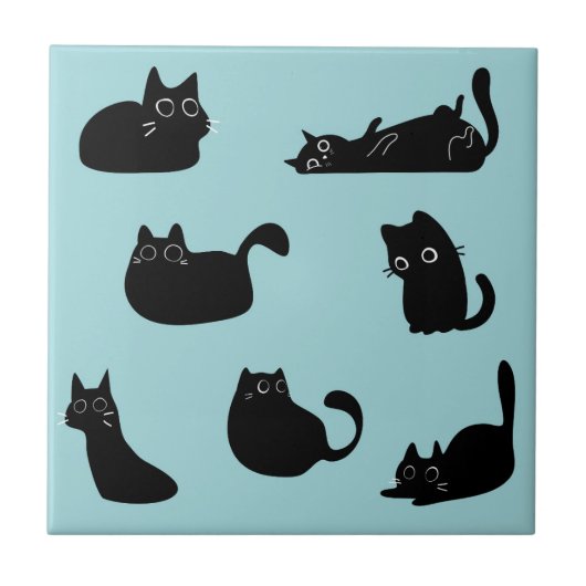 面白い黒猫 タイル (正面)