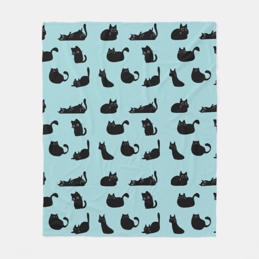 面白い黒猫 フリースブランケット (正面)