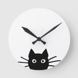 面白い黒猫 ラウンド壁時計