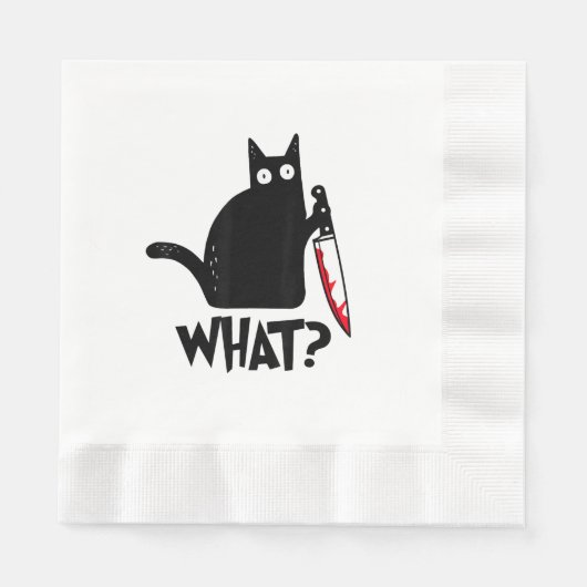 面白い黒猫 何_cat 縁ありランチョンナプキン (正面)