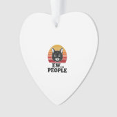 面白い黒猫、嫌な人々、レトロな夕日Tシャツデザイン オーナメント (正面)