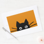 面白い黒猫 長方形シール (封筒)