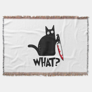 面白い黒猫 Cat What_ スローブランケット