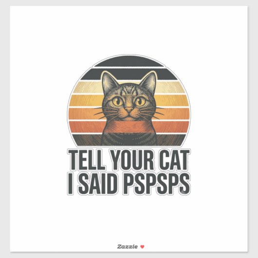 面白い黒猫 Pspsps ヴィンテージサンセットデザイン_1 シール (シート)