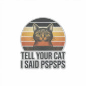 面白い黒猫 Pspsps ヴィンテージサンセットデザイン_1 シール (正面)