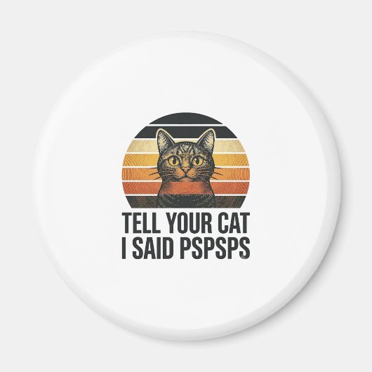 面白い黒猫 Pspsps ヴィンテージサンセットデザイン_1 マグネット (正面)
