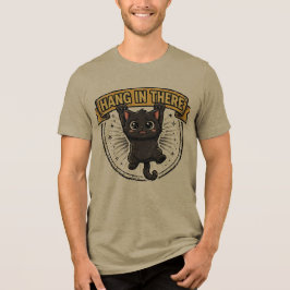 面白い黒猫Tシャツ「Hang In There」 | ビンテージキャット トライブレンドＴシャツ