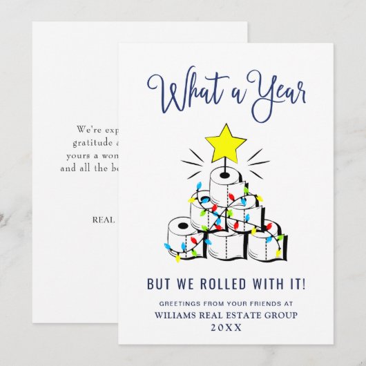 面白い1年のクリスマス企業向け シーズンカード (正面/裏面)