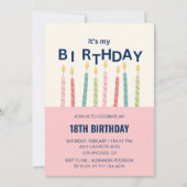 面白い18歳の誕生日招待状 誕生日キャンドル 招待状 (正面)