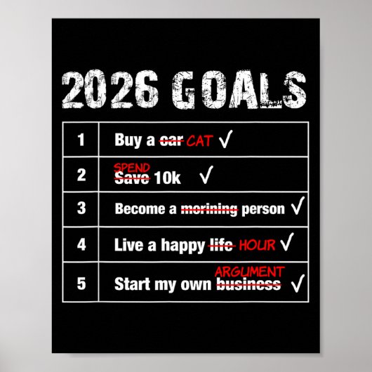面白い2026年の目標 ユーモアあふれる新年の皮肉 ポスター (正面)