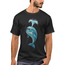 面白い3DシンブルーホエールTシャツ
