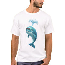 面白い3DシンブルーホエールTシャツ