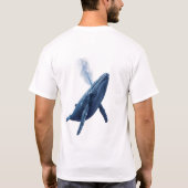 面白い3DシンブルーホエールTシャツ Tシャツ (裏面)