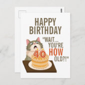 面白い40歳の誕生日ネコユーモアレトロジョーク ポストカード (正面/裏面)