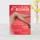 面白い40歳は新しいF爆弾レディ カード (黄色い花)