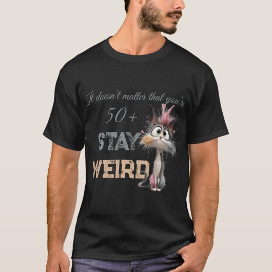 面白い50歳以上の猫 Tシャツ (正面)