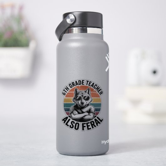 面白い6年生の先生のオオカミも野生リトロ シール (HydroFlask)