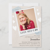 面白い64歳の誕生日招待状 彼女への写真 招待状 (正面)