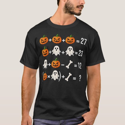 面白い67のミームカボチャ幽霊数学教師のコスチューム Tシャツ (正面)