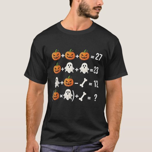 面白い67のミーム パンプキンゴースト数学教師のコスチューム Tシャツ (正面)