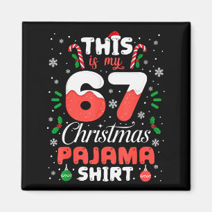 面白い67クリスマスパジャマTシャツシックスセブンメーム マグネット