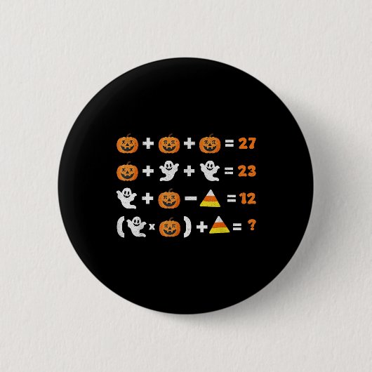 面白い67ミームカボチャゴースト数学教師ハロウィン 缶バッジ (正面)