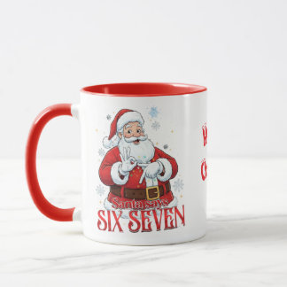 面白い67ミームサンタがクリスマスにSIX SEVENと言う  マグカップ