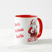 面白い67ミームサンタがクリスマスにSIX SEVENと言う マグカップ (正面右)