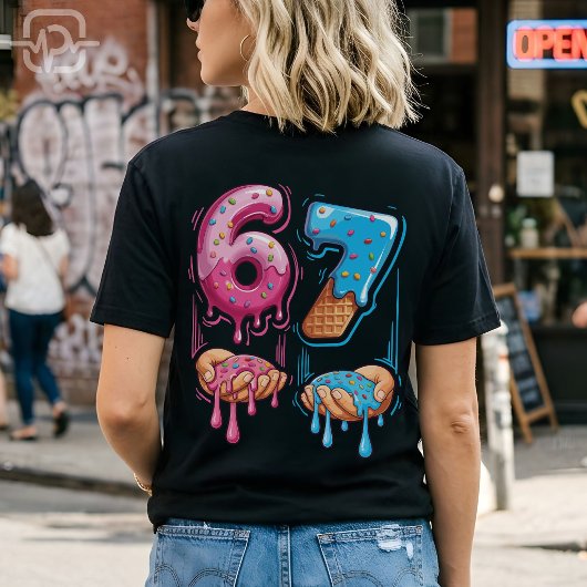 面白い67ミームドーナツアイスクリームGen Alphaスラング Tシャツ