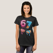 面白い67ミーム ドーナツ アイスクリーム Gen Alpha スラング Tシャツ (正面フル)