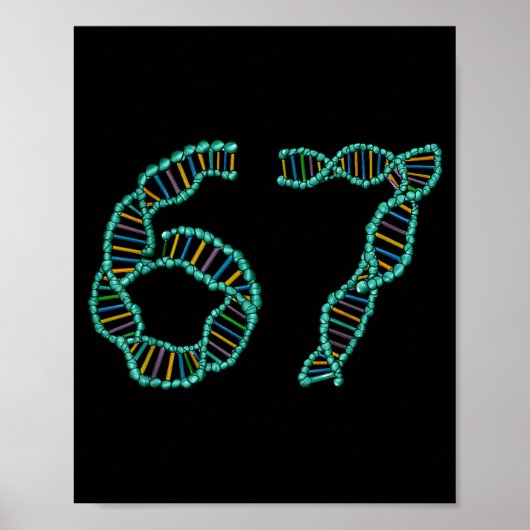 面白い67数字のミームDNA複製分子科学 ポスター (正面)