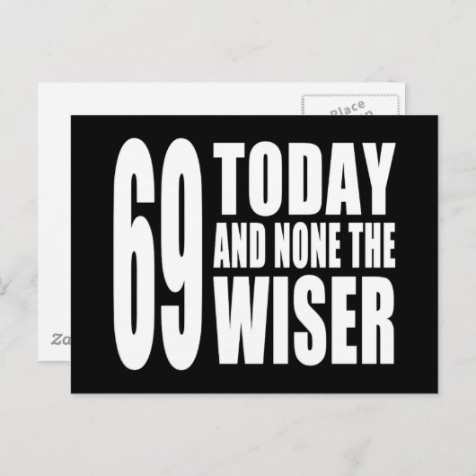 面白い69歳の誕生日 : 今日で69歳、まだ気づいてないらしい ポストカード (正面/裏面)
